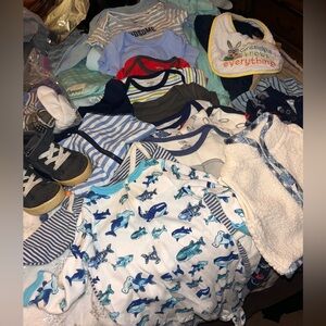 Blue Kids One Piece & a bundle of onesies, pants, sleepers, sneaker, etc 30+ pcs